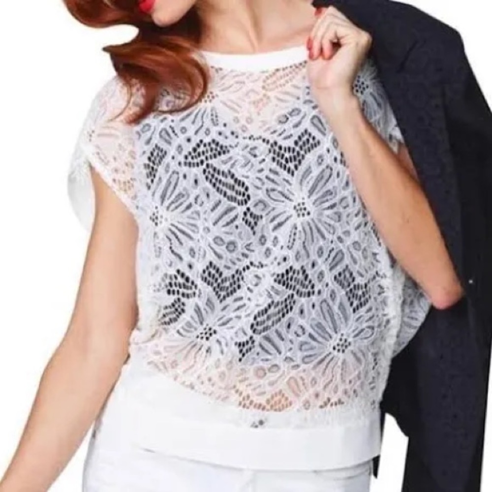 Cabi Sheer Daisy Lace Top- XS - Picture 1 of 6